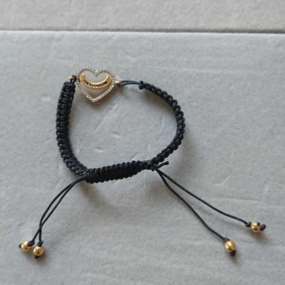 Juicy Couture black Knit Pave crystals heart Bracelet - Picture 2 of 8